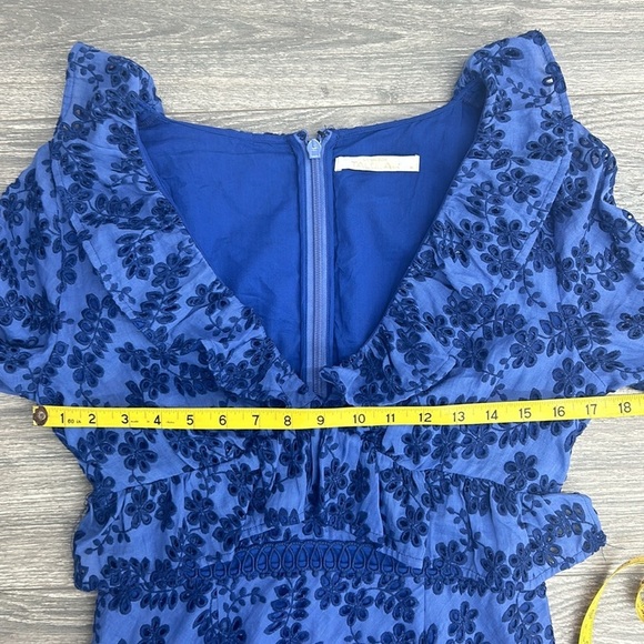 La Maison TALULAH Linen Eyelet Lace Luna Mini Ruffle Dress size - Picture 8 of 13